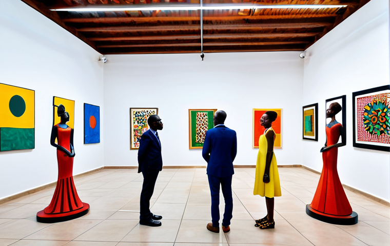 부르키나파소에서 활동하는 주요 예술가 및 화가 - Modern Burkinabé Art Gallery**
"Interior of a bright, modern art gallery in Ouagadougou, featuring ...
