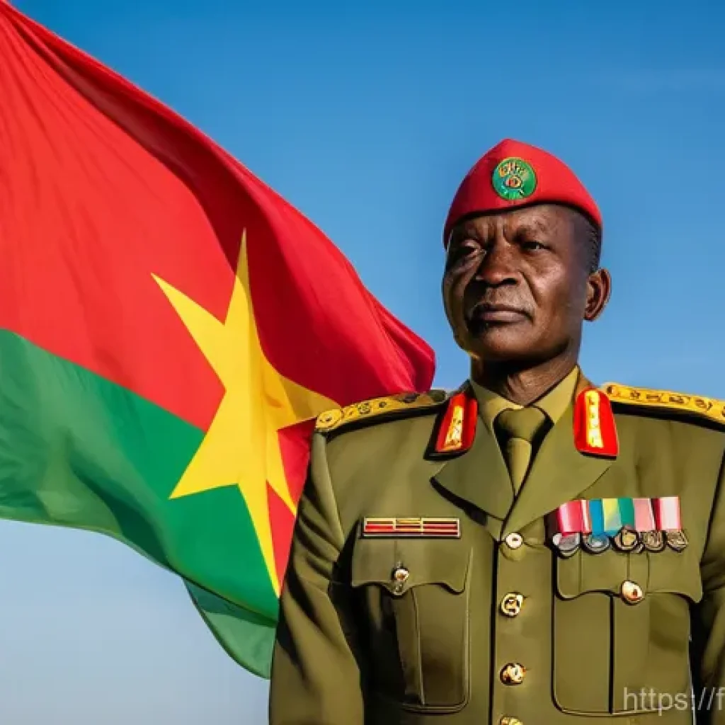 부르키나파소의 정치적 변화 및 최근 선거 결과 - **A solemn yet hopeful depiction of national sovereignty in Burkina Faso.** In the foreground, a det...