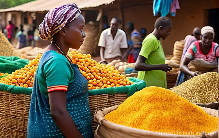 부르키나파소의 농업 및 주요 작물 - Resilience in the Face of Climate Change: A Burkinabé Farmer's Determination**
A wide shot capturing...