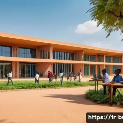 Home 30 부르키나파소에서의 유학 및 교육 기회 - A vibrant university campus scene in Burkina Faso, showcasing diverse students engaged in interactiv...