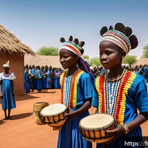 Home 15 부르키나파소 부족 문화 및 민속 전통 - A vibrant traditional initiation ceremony in a Peul community in Burkina Faso, featuring young boys ...